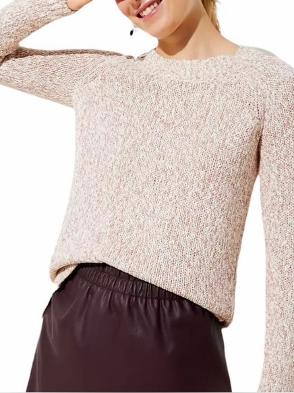 Loft Women's Tan Beige Crewneck Pullover Sweater Petite Small